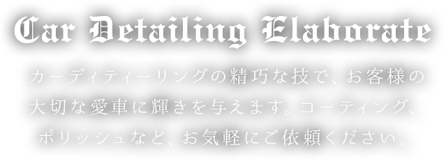 コーティング、ポリッシュなど、お気軽にご依頼ください。